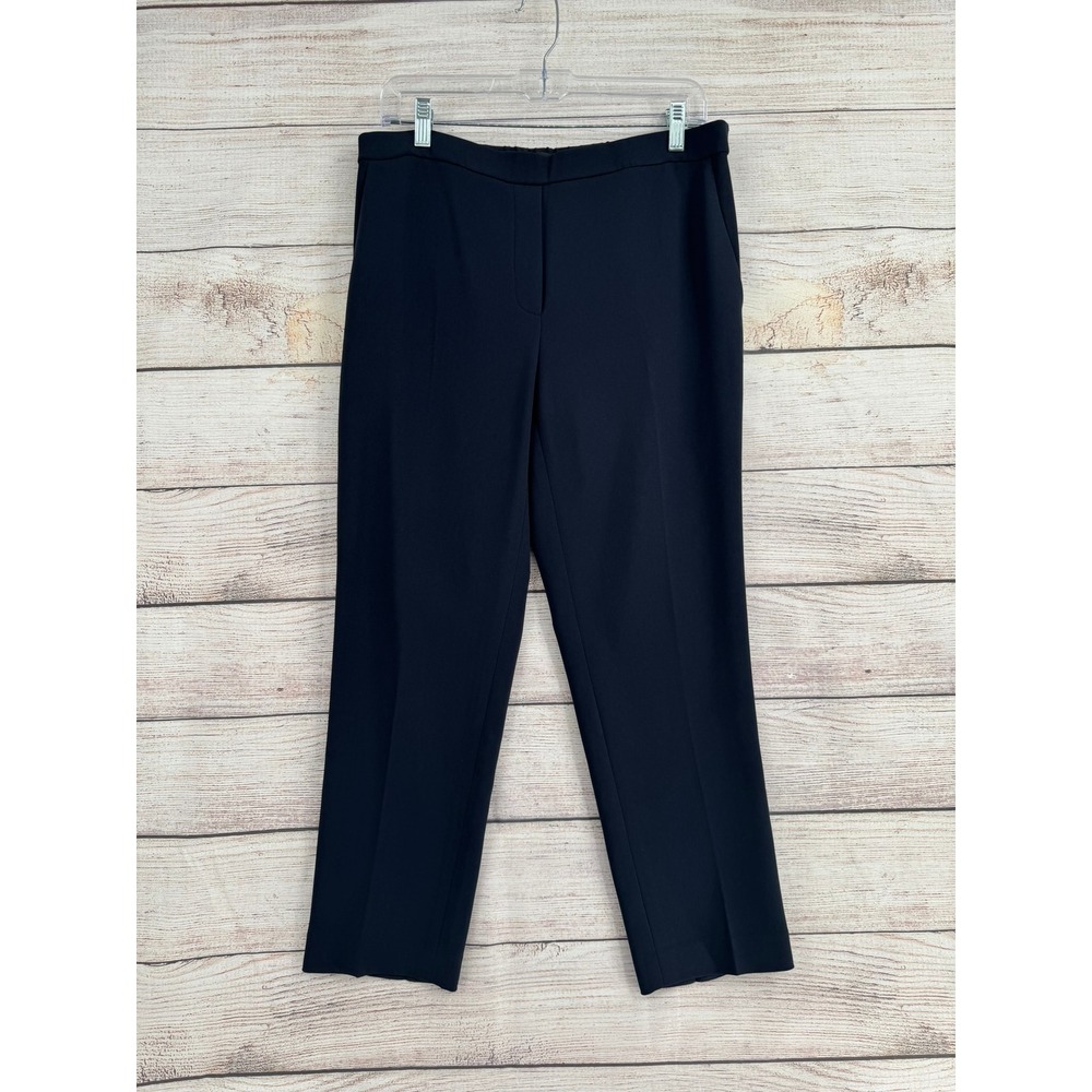 Theory Treeca Pull On Pants Women 10 Navy Blue Admiral Crepe Cropped Tapered